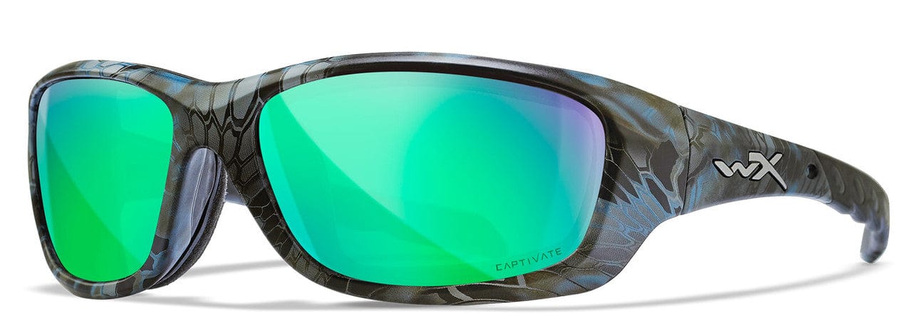 Wiley X Gravity Safety Sunglasses with Kryptek Neptune Frame and Captivate Polarized Green Mirror Lens WX-CCGRA12