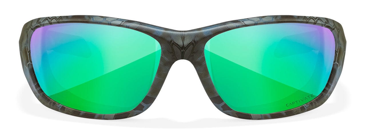 Wiley X Gravity Safety Sunglasses with Kryptek Neptune Frame and Captivate Polarized Green Mirror Lens WX-CCGRA12 - Front View