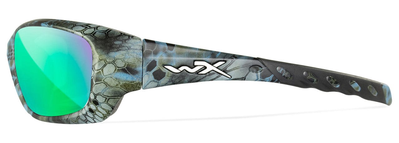 Wiley X Gravity Safety Sunglasses with Kryptek Neptune Frame and Captivate Polarized Green Mirror Lens WX-CCGRA12 - Side View