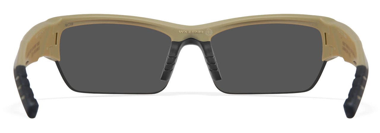 Wiley X Valor Ballistic Sunglasses Kit with Tan Frame and Smoke Grey, Clear, and Light Rust Lenses CHVAL06T - Back View