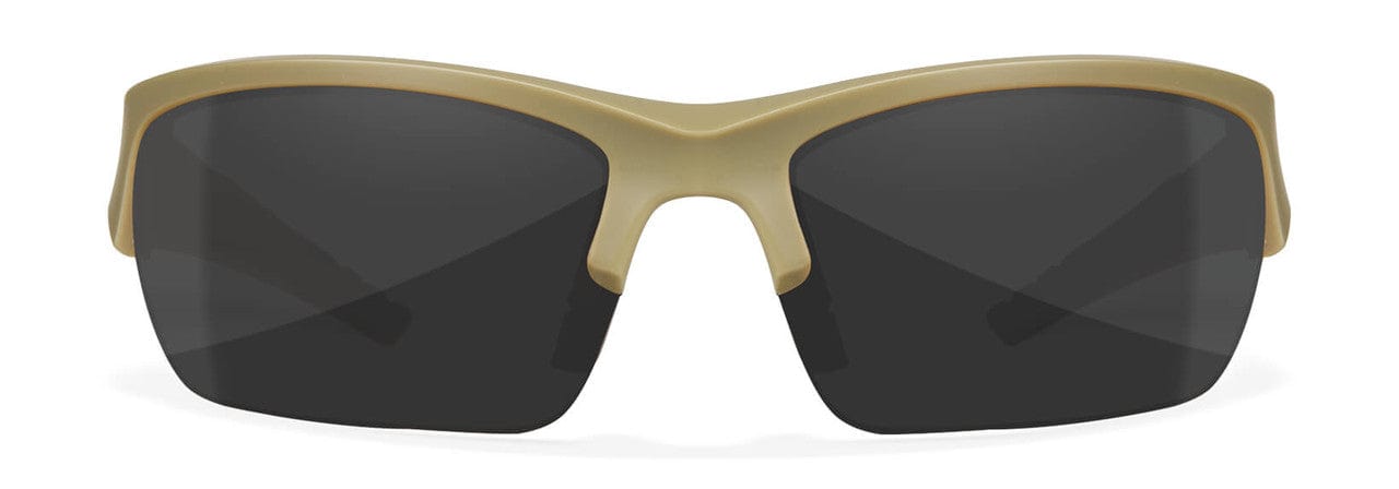 Wiley X Valor Ballistic Sunglasses Kit with Tan Frame and Smoke Grey, Clear, and Light Rust Lenses CHVAL06T - Front View