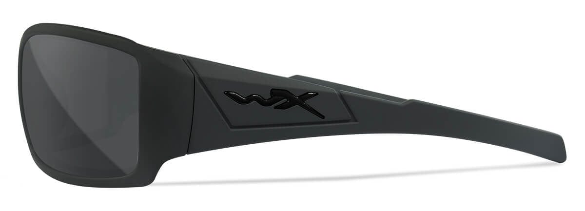 Wiley X Twisted Black Ops Safety Sunglasses with Matte Black Frame and Smoke Grey Lens SSTWI01 - Side View