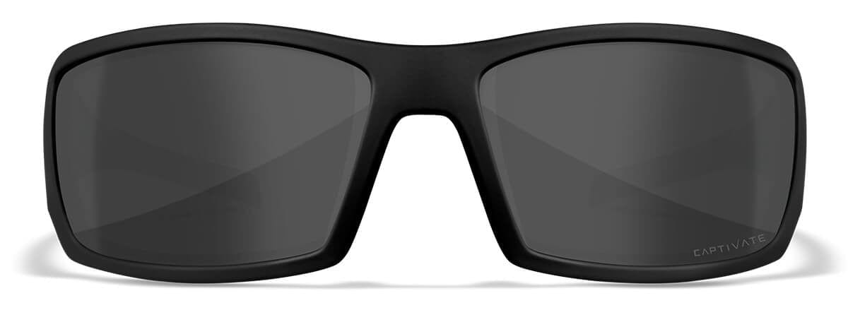 Wiley X Twisted Black Ops Safety Sunglasses with Matte Black Frame and Captivate Polarized Smoke Gray Lenses SSTWI18 - Front View