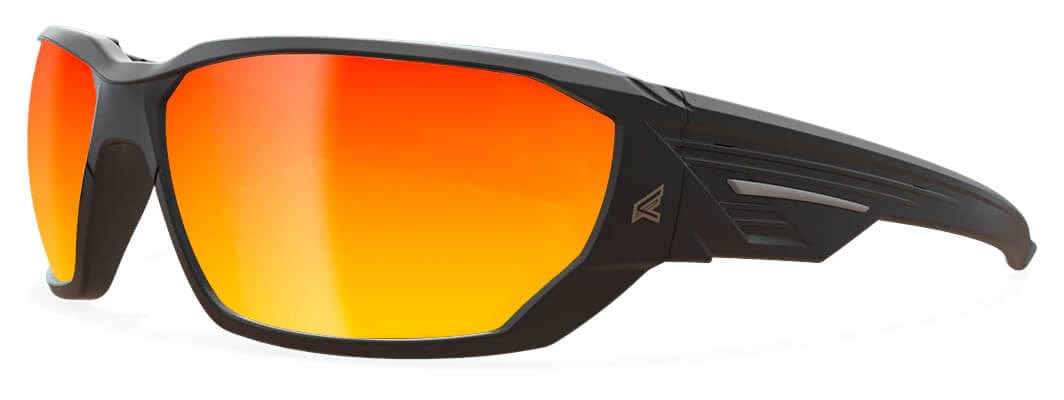 Edge Dawson Safety Glasses with Matte Black Frame and Aqua Precision Red Mirror Lens XDAP419