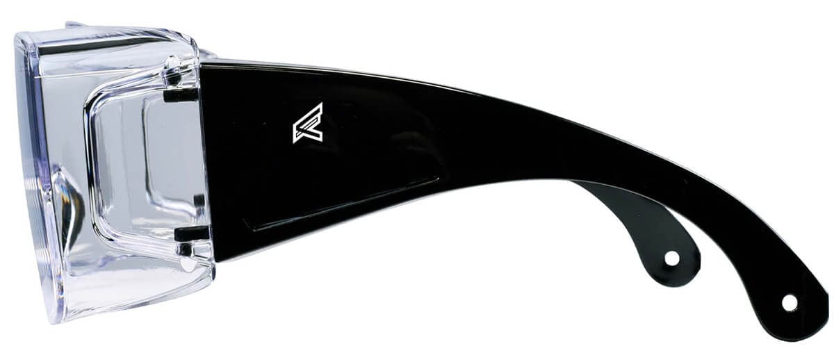 Edge Ossa OTG Safety Glasses with Black Temples and Clear Lens XF111-L - Side View