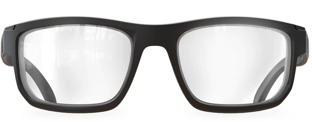 Edge Defiance Safety Glasses with Black Frame and Clear Vapor Shield Anti-Fog Lens - Front View