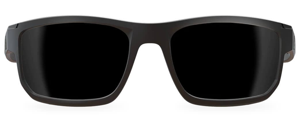 Edge Defiance Safety Glasses with Black Frame and Smoke Vapor Shield Anti-Fog Lens - Front View