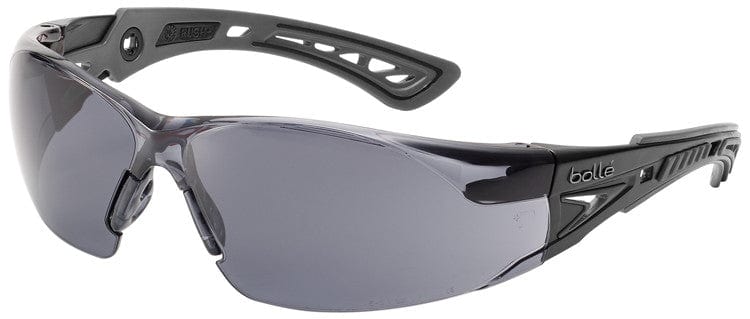 Bolle Rush Plus Safety Glasses with Black/Gray Temples and Smoke Lens with Platinum Anti-Fog 40208