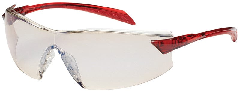 Bouton Radar Safety Glasses with Red Temple and Indoor/Outdoor Blue Anti-Fog Lens