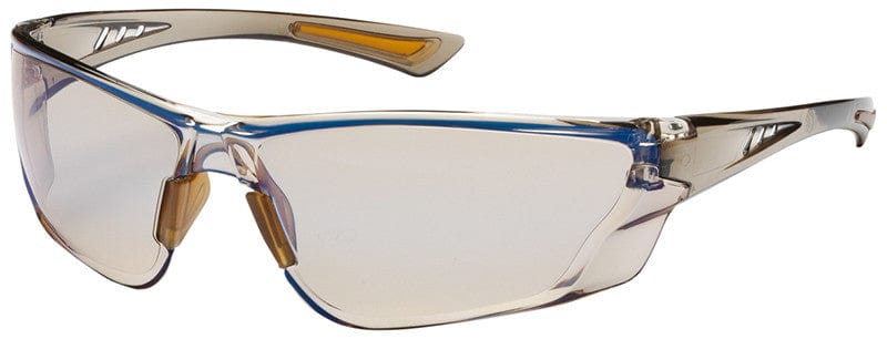 Bouton Recon Safety Glasses with Brown Temple and Indoor/Outdoor Blue Anti-Fog Lens
