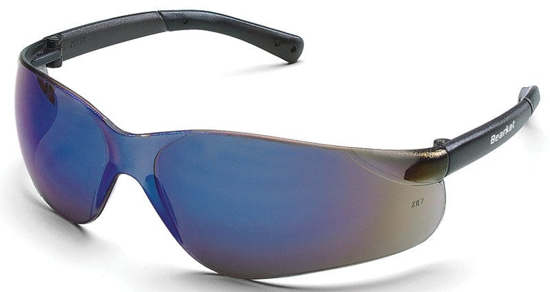 Crews Bearkat Safety Glasses with Blue Mirror Lenses