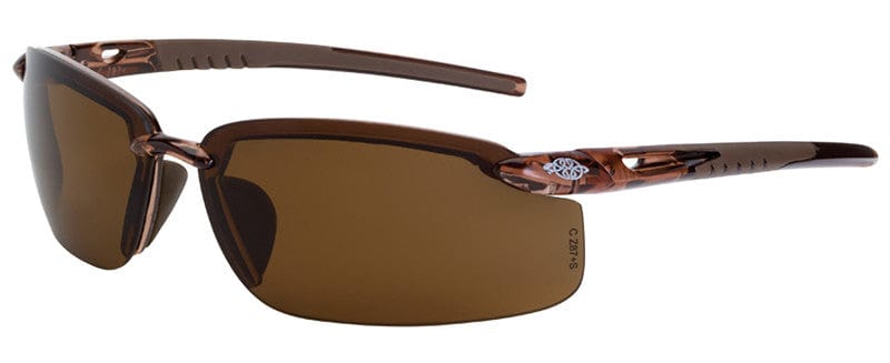 Crossfire ES5 Safety Glasses with Crystal Brown Frame and Polarized Brown Lens