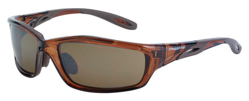 Crossfire Infinity Safety Glasses with Crystal Brown Frame and HD Brown Mirror Lens