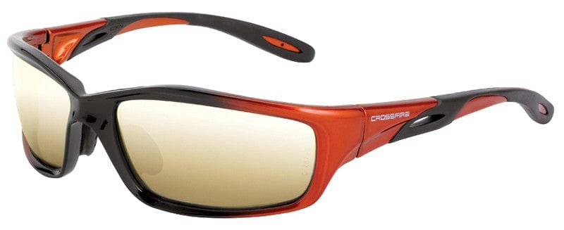 Crossfire Infinity Safety Glasses with Orange/Black Frame and Gold Mirror Lens 2812