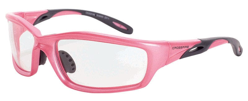 Crossfire Infinity Safety Glasses with Pearl Pink Frame and Clear Lens