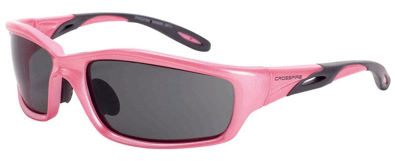 Crossfire Infinity Safety Glasses with Pearl Pink Frame and Dark Smoke Lens