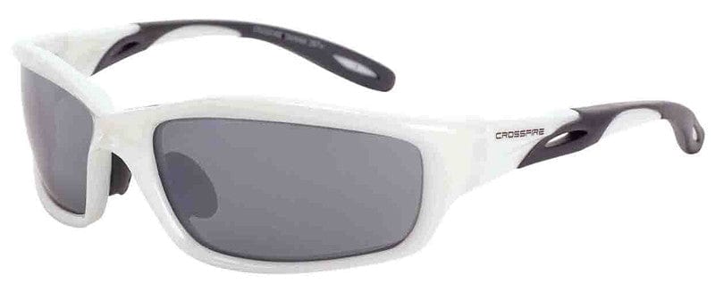 Crossfire Infinity Safety Glasses with Pearl White Frame and Silver Mirror Lens