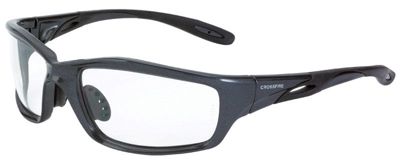 Crossfire Infinity Safety Glasses with Shiny Pearl Gray Frame and Clear Lens