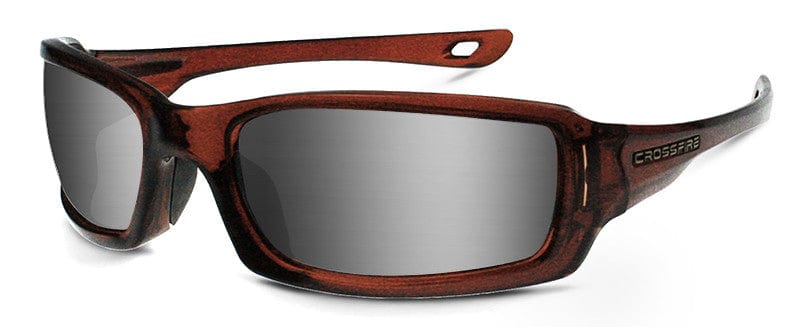 Crossfire M6A Safety Glasses with Crystal Brown Frame and Silver Mirror On Brown Lens