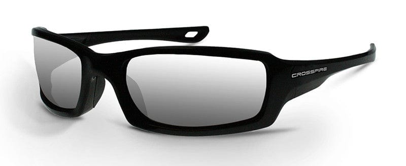 Crossfire M6A Safety Glasses with Pearl Black Frame and Silver Mirror Lens