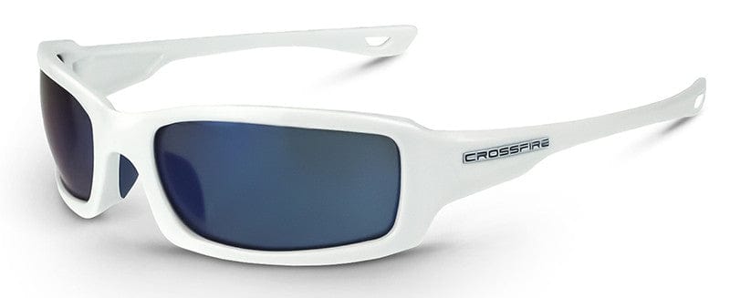 Crossfire M6A Safety Glasses with White Frame and Blue Mirror Lens