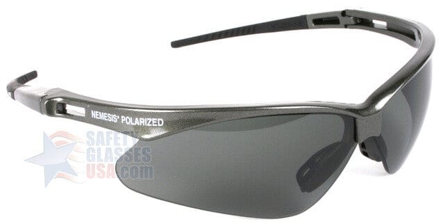 KleenGuard Nemesis Polarized Safety Glasses with Gunmetal Frame and Smoke Lens - Right Side View