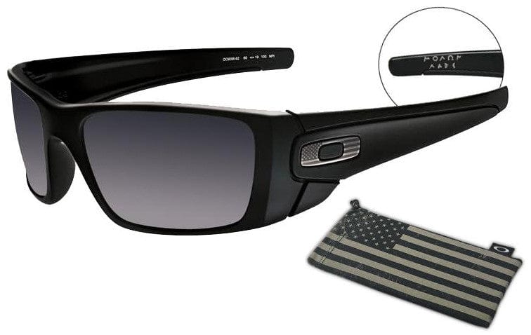 Oakley SI Fuel Cell Sunglasses OO9096-82 Matte Black Frame Steel Flag Logo Black Iridium Lenses