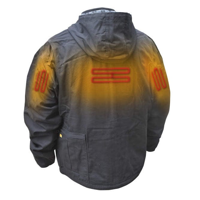 dewalt heated jacket tobacco Unisex Adult With 2.0ah Battery and Charger Heavy Duty Work Coat, Black, 2X US 2 exterior stacked tool/accessory pockets DEWALT Heated Heavy Duty Work