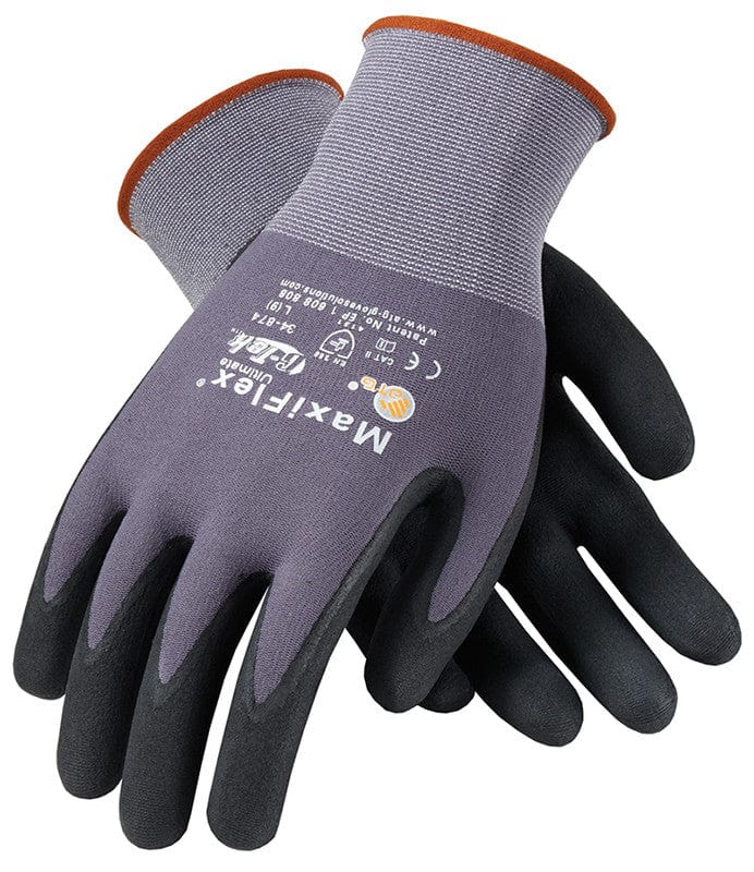 MaxiFlex ATG 34-874 Ultimate Seamless Nitrile Grip Work Gloves