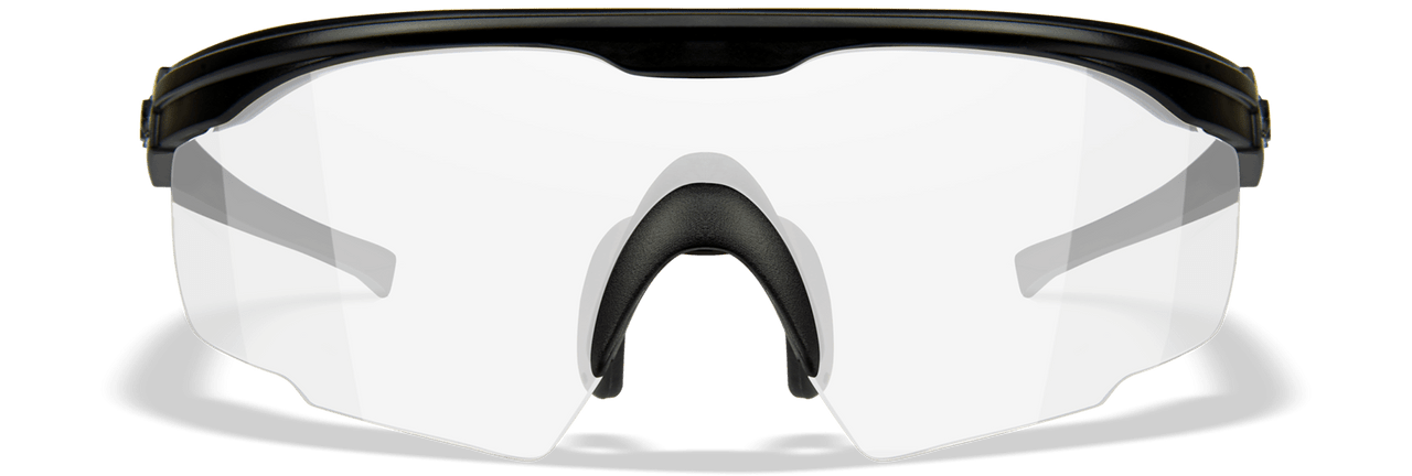 Wiley X PT-1 Ballistic Safety Glasses with Black Frame and Clear Lens Front View
