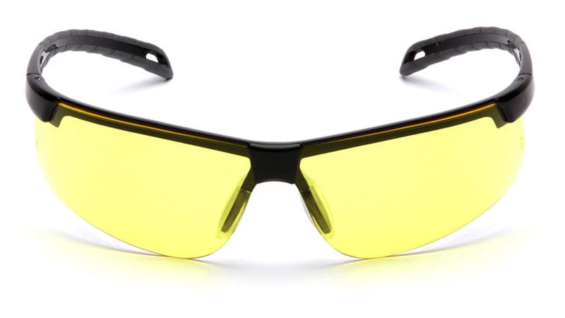 Pyramex Ever-Lite Safety Glasses with Black Frame and Amber Lenses - Front View