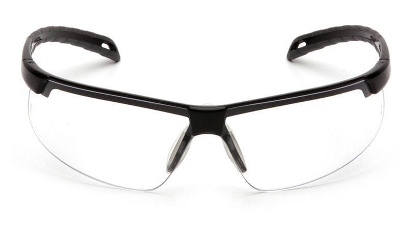Pyramex Ever-Lite Safety Glasses with Black Frame and Clear Anti-Fog Lenses Front View