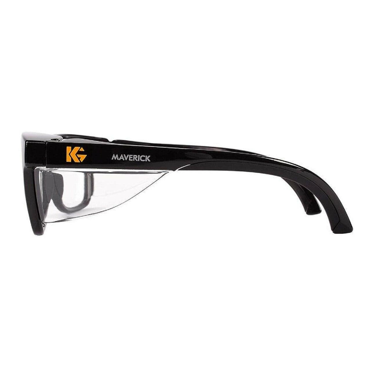 KleenGuard Maverick Safety Glasses Black Frame Clear Anti-Fog Lens 49309 Side View