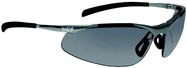 Bolle Contour Metal Safety Glasses with Silver Frame and Smoke Anti-Scratch and Anti-Fog Lenses