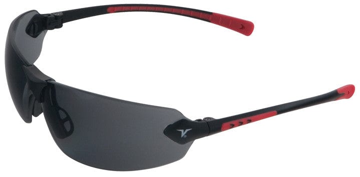 Encon Veratti 429 Safety Glasses with Red Temple Accent and Gray Lens