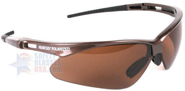 KleenGuard Nemesis Polarized Safety Glasses with Brown Frame and Brown Lens Right Side View