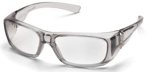 Pyramex Emerge Safety Glasses Translucent Gray Frame Clear Full Magnifying Lens