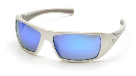 Pyramex Goliath Safety Glasses with Pearl White Frame and Ice Blue Mirror Lens SW5665D