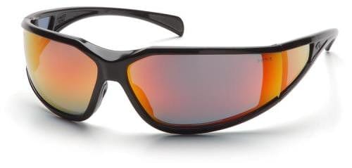 Pyramex Exeter Safety Glasses with Black Frame and Sky Red Mirror Anti-Fog Lens SB5155DT