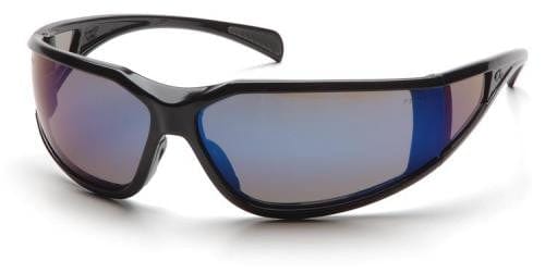 Pyramex Exeter Safety Glasses with Black Frame and Blue Mirror Anti-Fog Lens SB5175DT