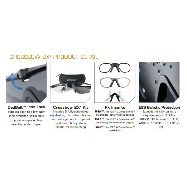 ESS Crossbow 3LS Safety Glasses Interchangeable Lens Kit ESS Crossbow 3LS Safety Glasses Interchangeable Lens Kit