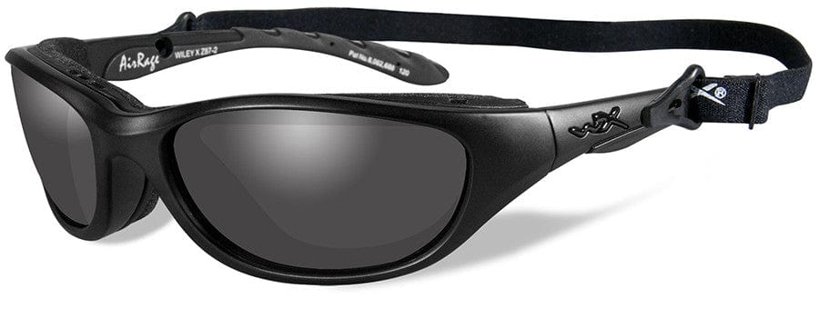 Wiley X AirRage Black Ops Safety Sunglasses with Matte Black Frame and Smoke Grey Lens 694 - with Strap