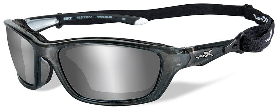 Wiley X Brick Safety Sunglasses with Crystal Metallic Frame and Silver Flash Lens WX-855 - with Included Strap