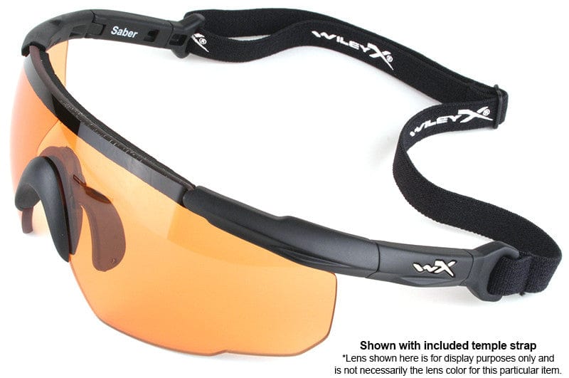 Wiley X Saber Advanced Shooting Glasses Matte Black Frame Smoke Grey Lenses 302 Head Strap Example